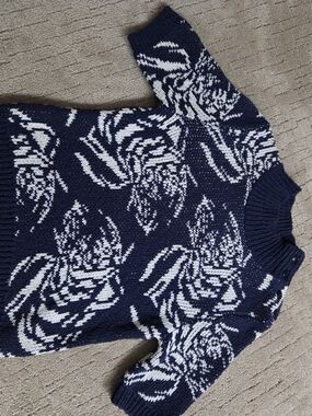 Anthropologie Maeve Navy and Cream Knit Cardigan